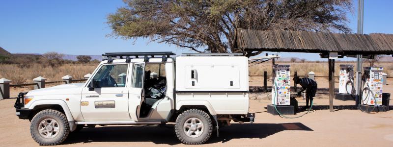 self-drive Namibian gas station